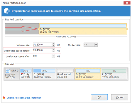 Shrink towards right