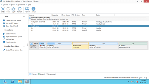 Move unallocated space